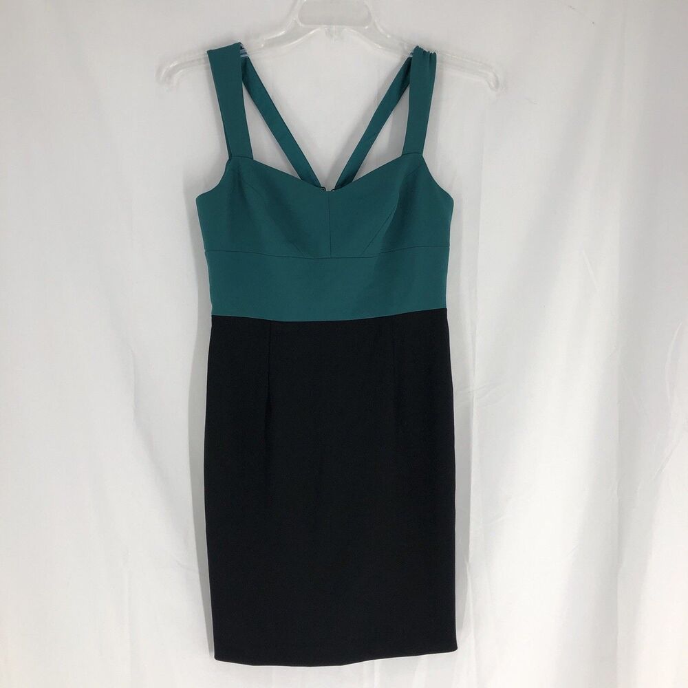 CeCe Teal Green Black Colorblock Dress Size 2